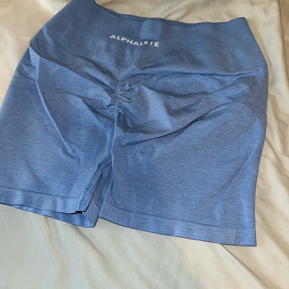 Alphalete washed denim amplify shorts